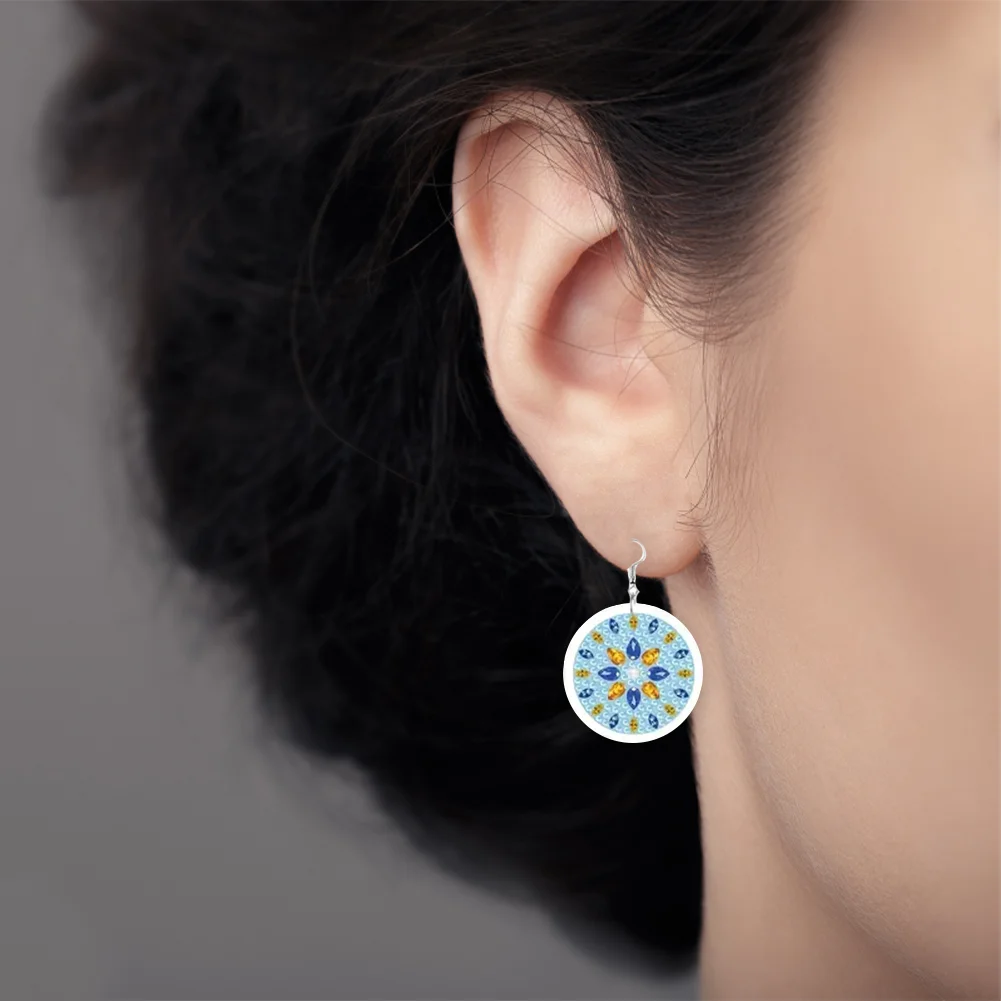 12 Pairs DIY Flower Double Sided Diamond Painting Earrings for Women Girls 