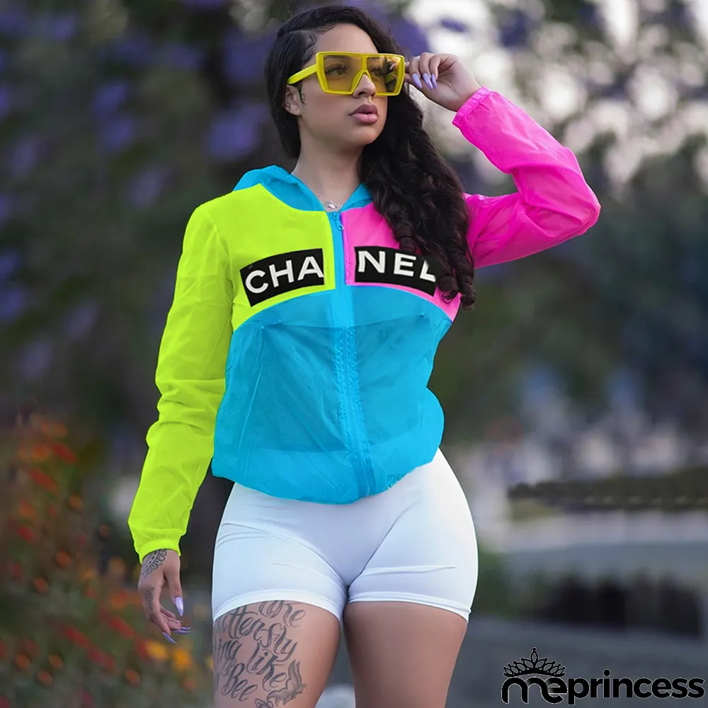 Women's fashion multi-color bright sun protection clothing Jacket