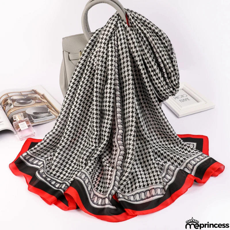 Women's Silk Neck Wrap Printed Pattern Trendy Beach Scarves