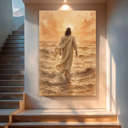 Jesus Christ Walking On Water Faith Canvas Wall Art