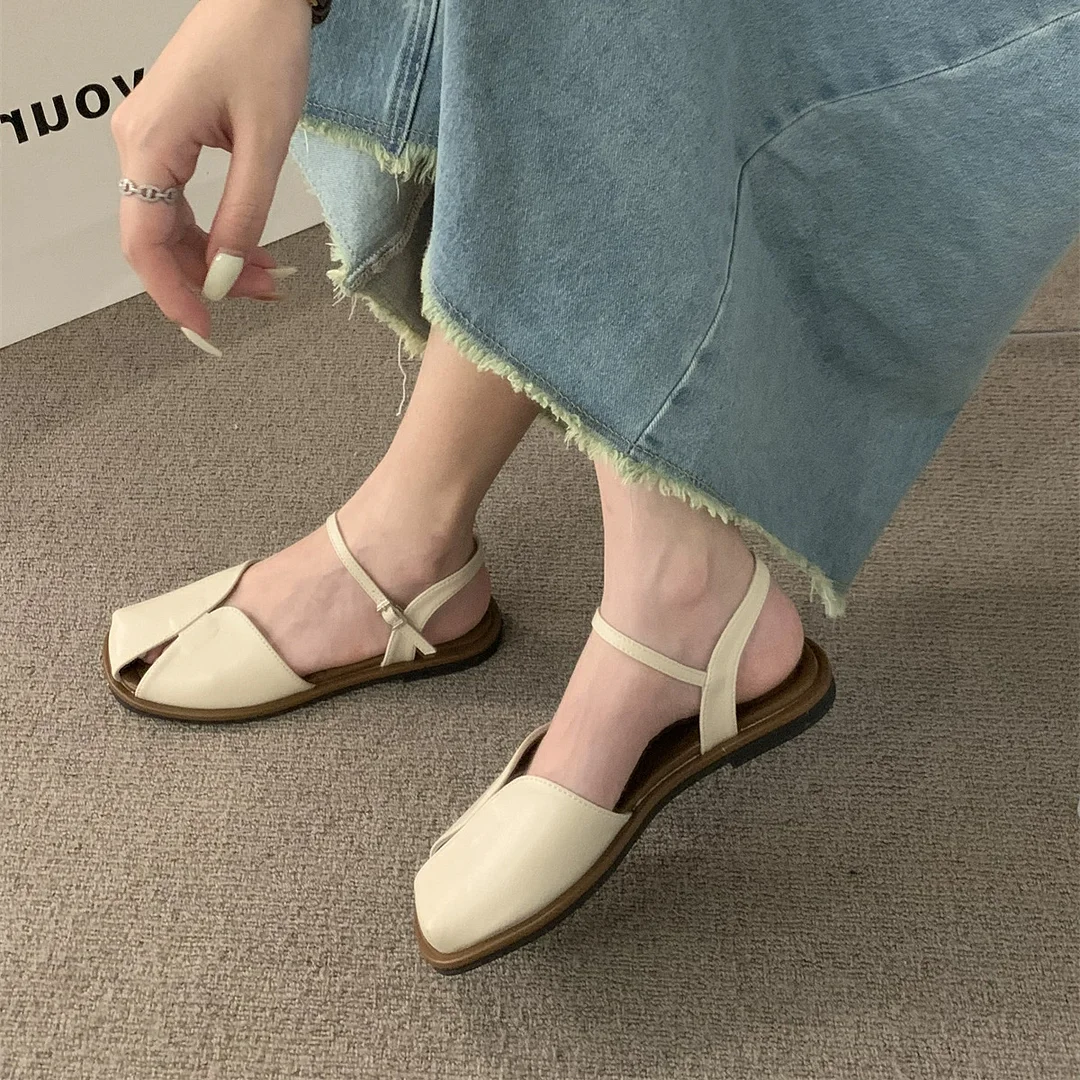 Breakj Breakj Sandals Women 2025 New Summer Korean Version Of The Sen Series Retro Fairy Wind Casual Soft Flat Bottom Roman Shoes