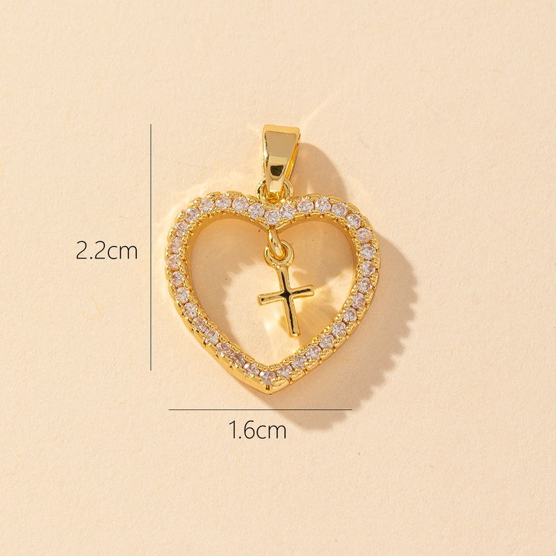 1 Piece Copper Zircon Printing Pendant