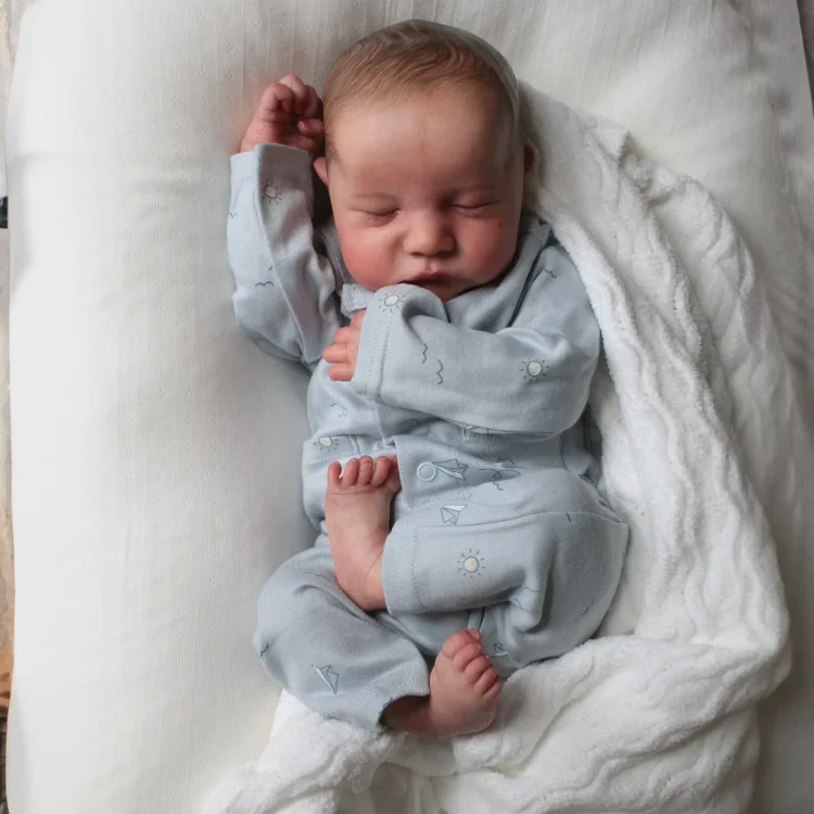  [New] 20" Reborn Newborn Lifelike Sleeping Baby Doll Boy Kaunia with 🔊Heatbeat Coos and Breath💗 - Reborndollsshop®-Reborndollsshop®