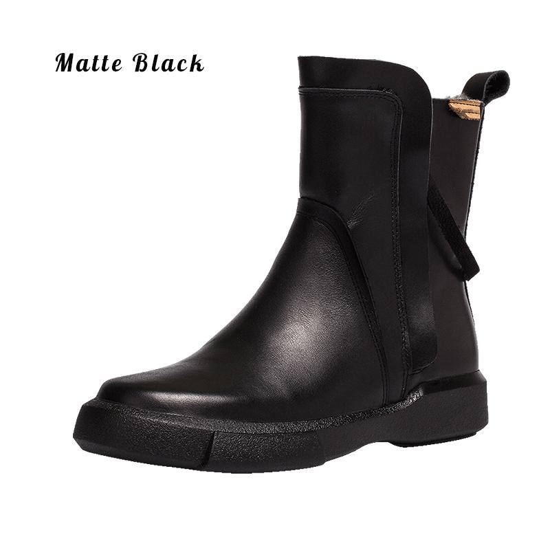 Waxing Leather Chelsea Boots Handmade British Boots Double Zip Fleece Lined Snow Boots