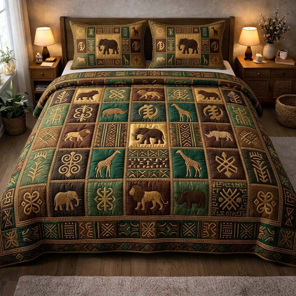 Africa Patch 3-Piece Quilted Bedding Set GFTOQA2300