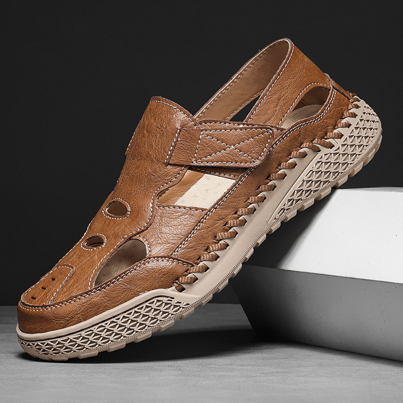 Men's Leather Breathable Hand-Stitched Non-Slip Sandals丨Comfort and Style Combined | ARKGET