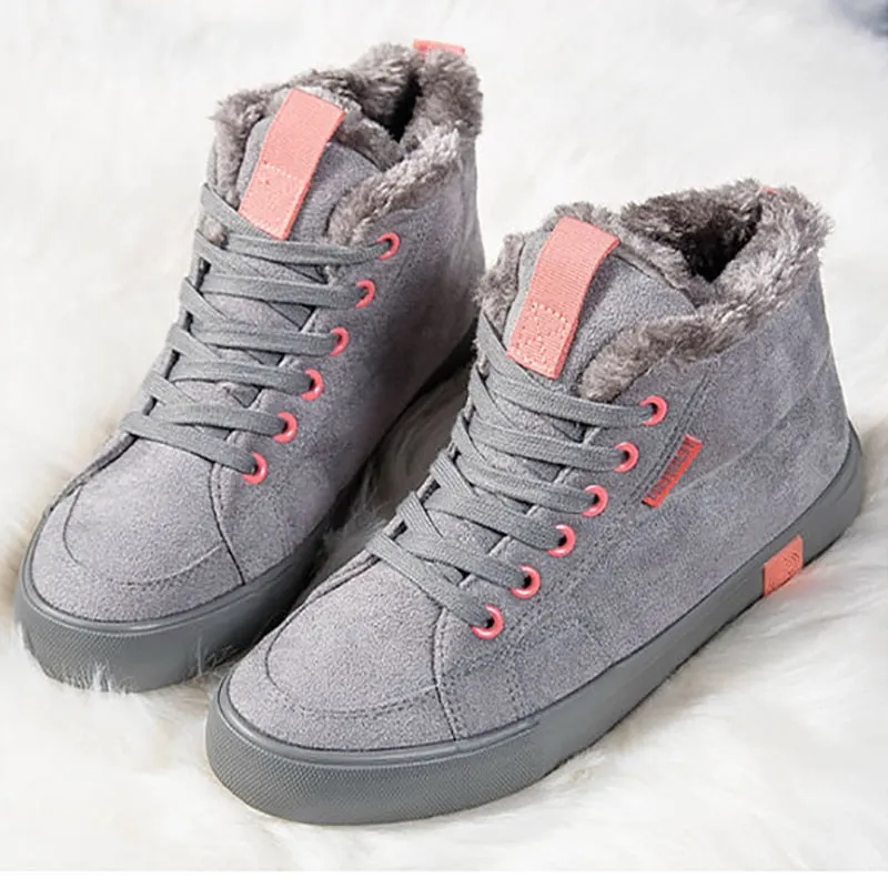 Women Ankle Boots Winter Shoes Sneakers Lace-Up Botas Plush Fur Botas Female Warm Shoes Woman Zapatos De Mujer