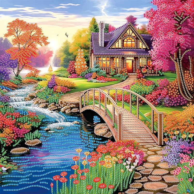 Partial Special-shaped Diamond Painting - Village Landscape 40*40CM