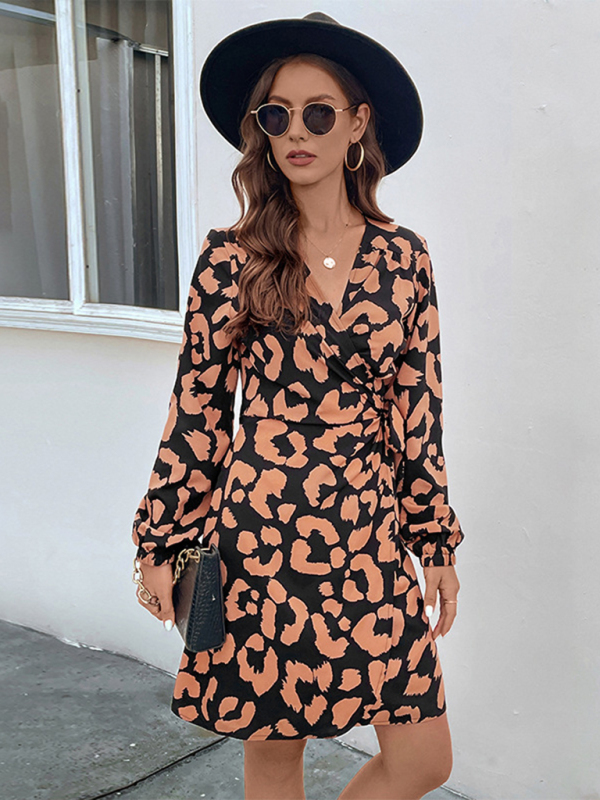 Mature Women Fall & Winter New V-neck Casual Dress