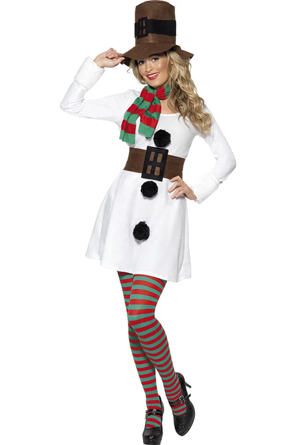 Cute Adult Snowman Christmas Costume White-elleschic