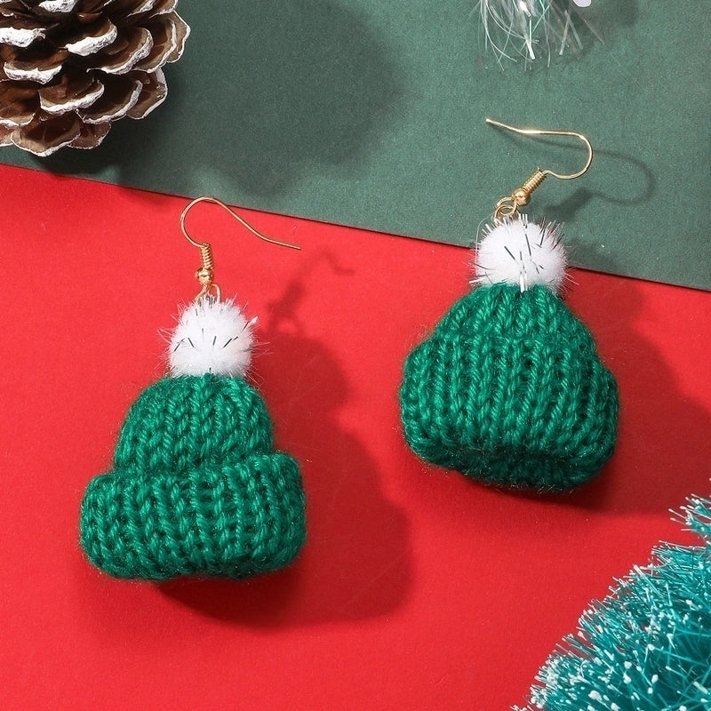 1 Pair Cute Christmas Christmas Hat Fabric Earrings
