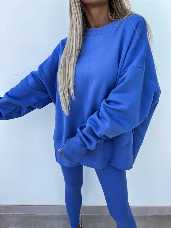Mature Women New style Casual Tight Pants Loose Sweater Suit Two Piece Set
