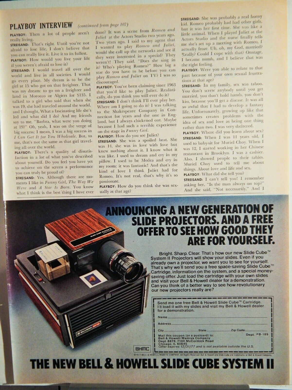 BELL & HOWELL SLIDE CUBE PROJECTOR / GORDON'S GIN ORIG. VTG 1977 Photo Poster painting AD,