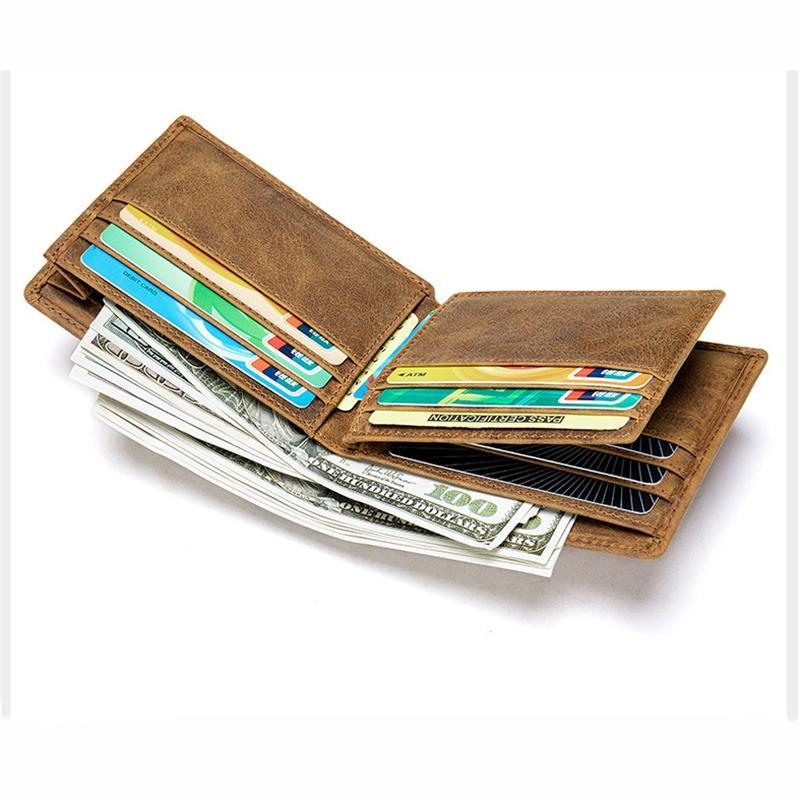 Mens RFID Blocking Anti-Theft Vintage Leather Wallets