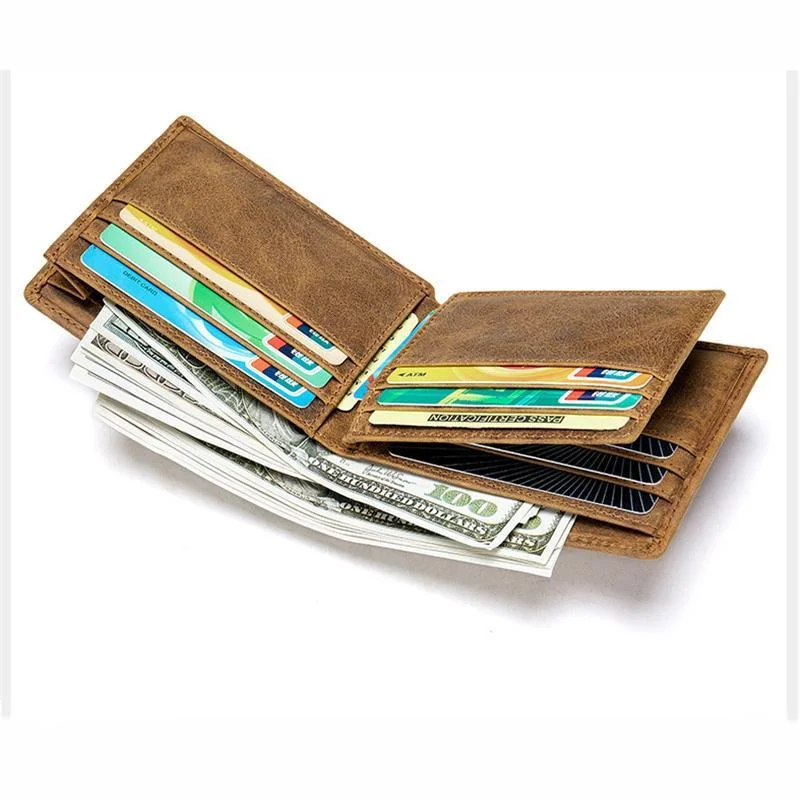 Mens RFID Blocking Anti-Theft Vintage Leather Wallets