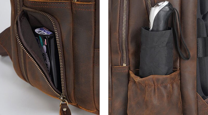 Backpack side pocket with zipper