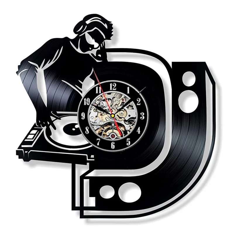 DJing Vinyl Record Wall Clock Modern Design Music Theme DJ Rock Band Combination CD Clocks Hanging Wall Watch Home Decor