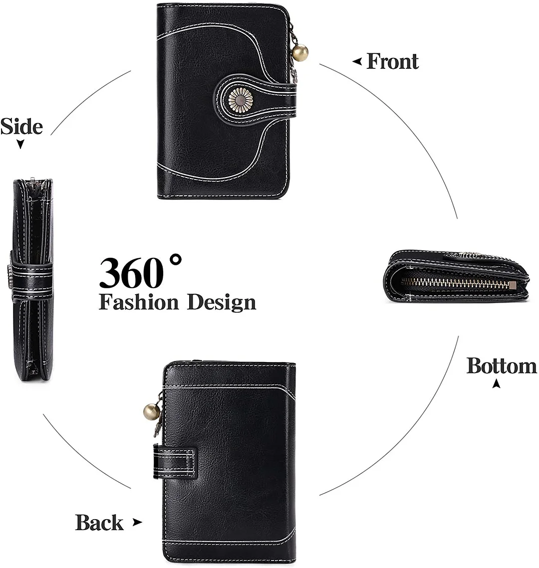 Women Wallet Genuine Leather Bifold Purse