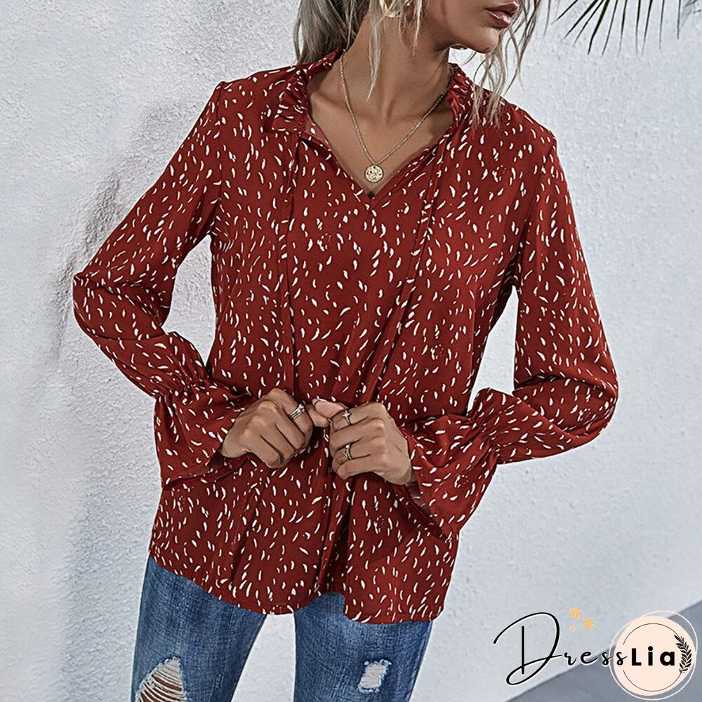 Sale Long Sleeve Women'S Top And Blouse Autumn Spring V-Neck Ladies Shirt Blouses Office Lady Work Wear Female Tops Tee D30