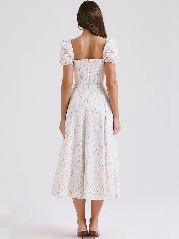 Brownm High-End Women's Dress French Style Collar Crumn Dress Dress Temperament Print Dress Fashion Casual Holiday Dress