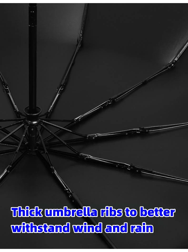 Car logo VIP business folding 10-bone black plastic umbrella