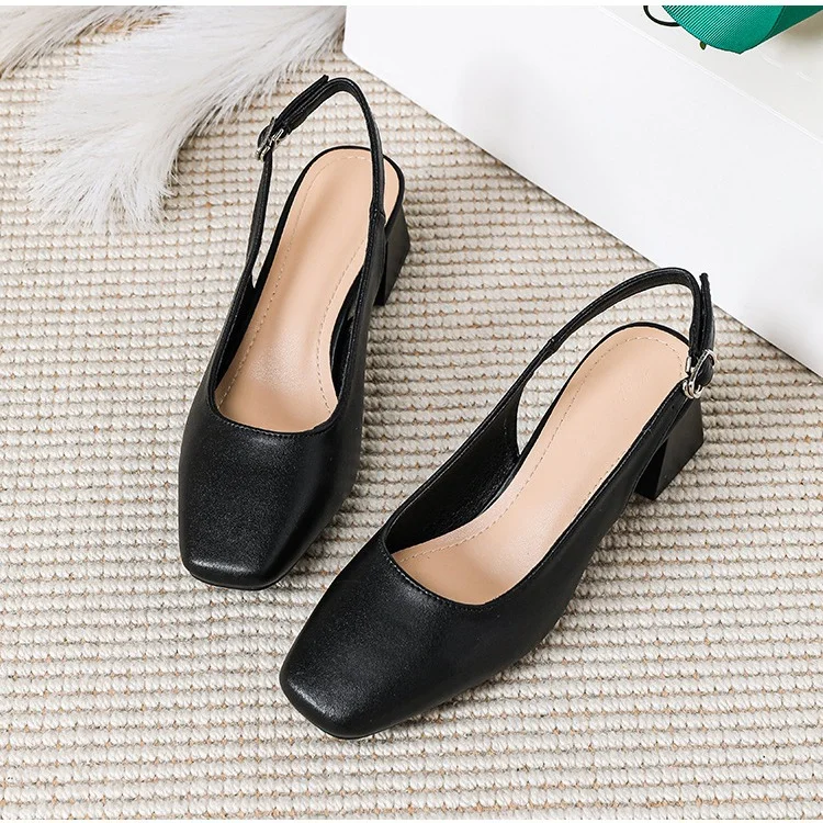 Sandals Summer Square Head Word with Thick Heels Cool Slippers