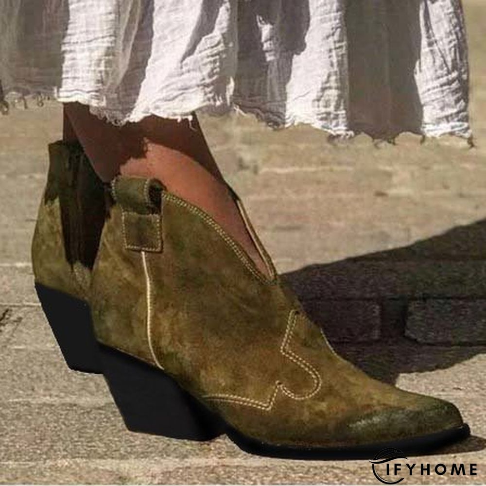 Bohemian mid-heeled pointed booties | IFYHOME