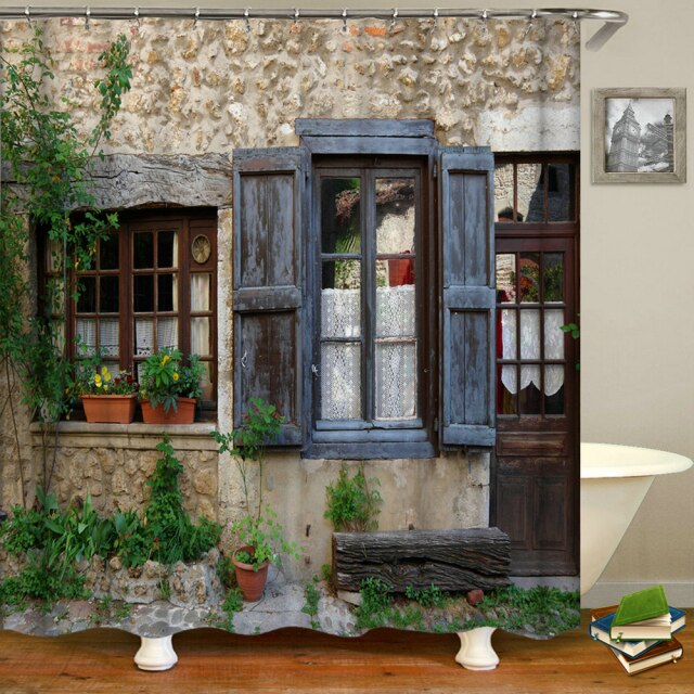 

Shower Curtain – Rural Idyllic Flowers European Garden-180*180cm, 501 Original