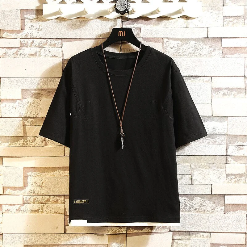 Short Sleeve Black White T Shirt Men'S 2021 Summer Tshirt Top Tees Classic Brand Fashion Clothes Plus OverSize M-5XL O NECK