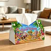 DIY Diamond Art Tissue Box Holder Cat PULeather Diamond Art Desktop Organizer Resin Rhinestone Storage Organizers Gem Art Home Office Decor Craft Gift for Women