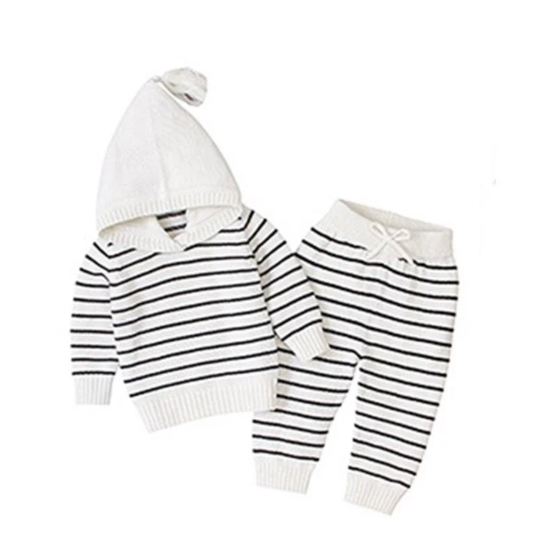 New 2020 Spring Autumn Infant Baby Girls Pure Color Cardigan Coat + Pants+ Hat Clothing Sets Kids Suit Girl Knit Sets Clothes