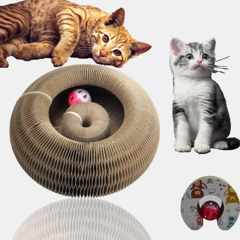 Magic Organ Cat Scratching Board with Toy Bell Cat Scratcher for Grinding Claw Cardboard Foldable