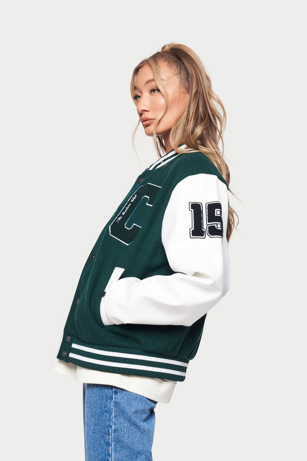 COLLEGE GREEN VARSITY BOMBER JACKET - GREEN