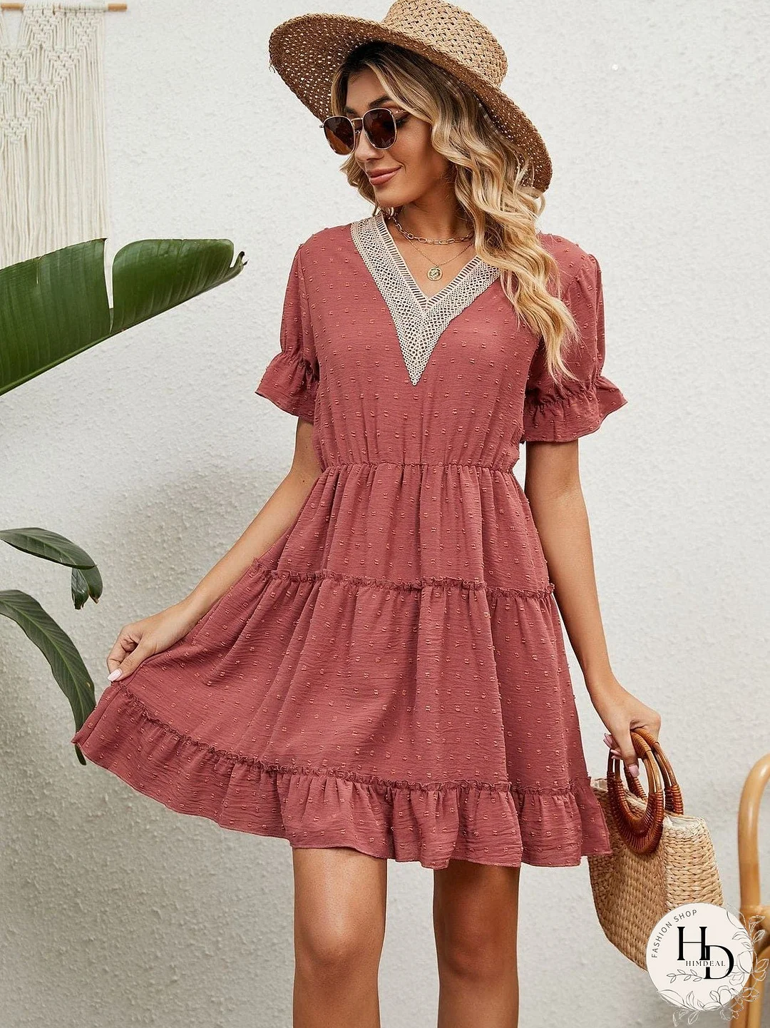 Relaxed Fit V-Neck Summer Dress