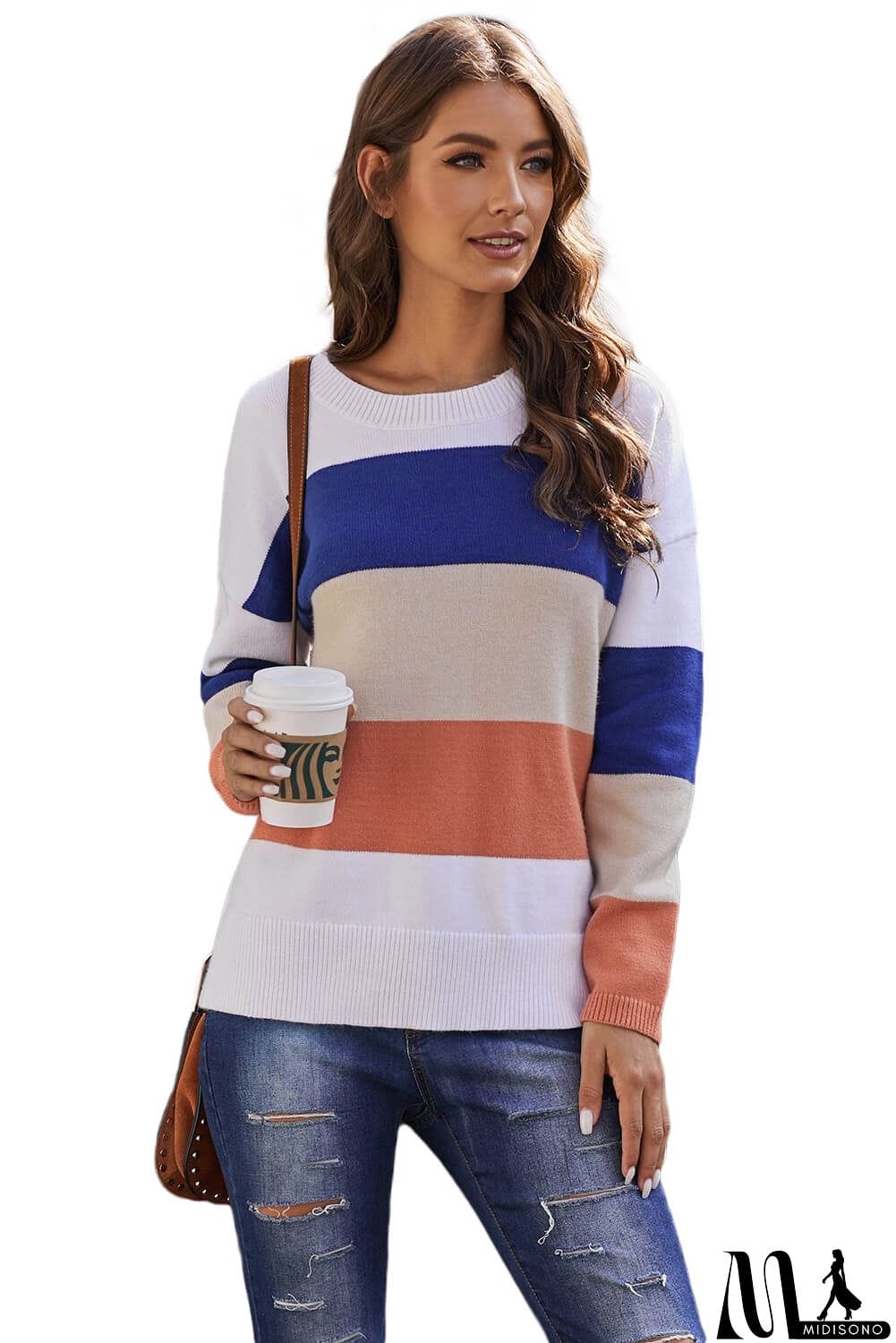 MidiSono - Catch Feels Colorblock Sweater