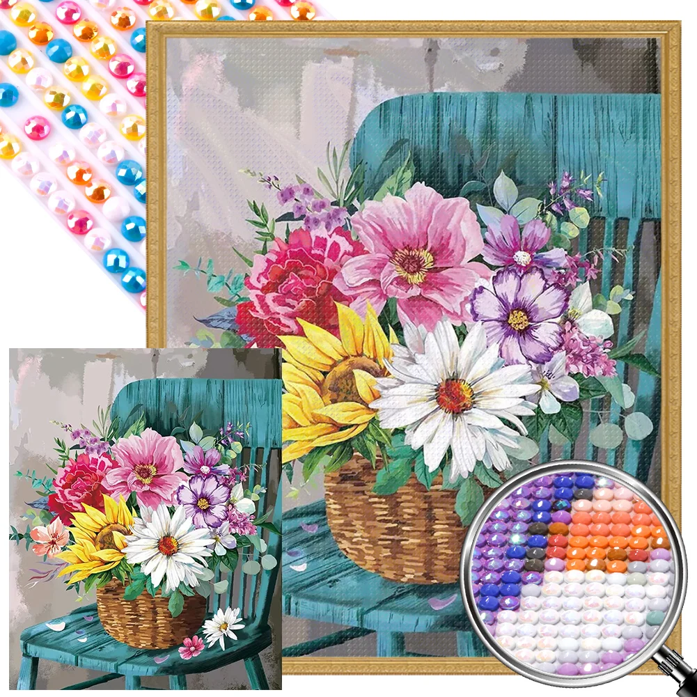 Full Round Partial AB Diamond Painting - Flower Basket(Canvas|45*55cm)