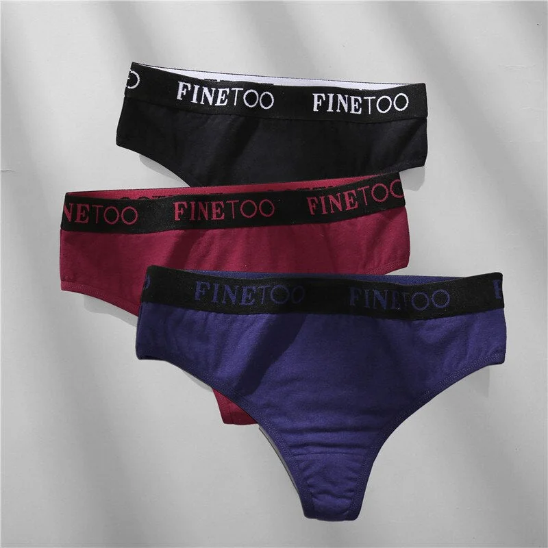 FINETOO 2/3PCS Cotton Sexy Underwear G-string Women M-XL Panties Fashion Letter Waist Femme 2021 Underpant For Woman Thong Girls