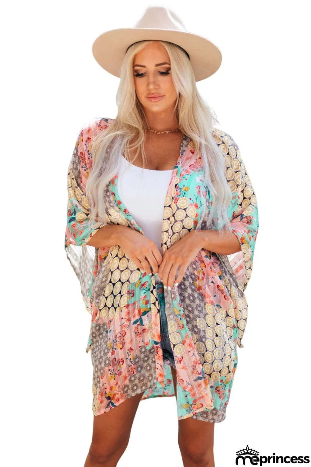 Floral Sheer Shimmer Kimono