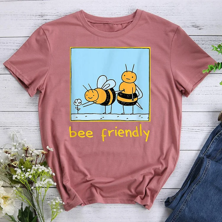 bee friendly  Round Neck T-shirt