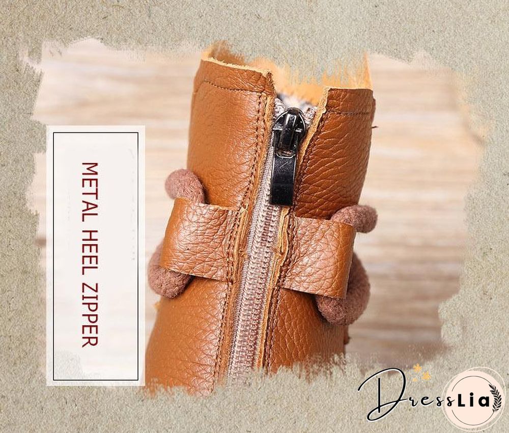 Women Genuine Leather High Quality Fashion Short Flats Ankle Boots