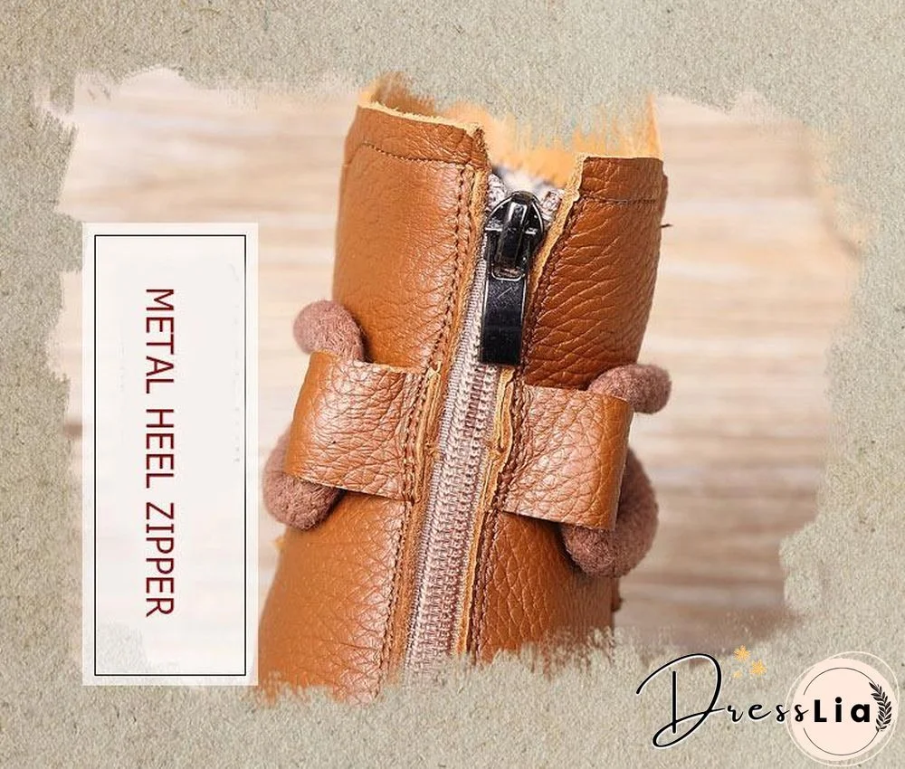 Women Genuine Leather High Quality Fashion Short Flats Ankle Boots