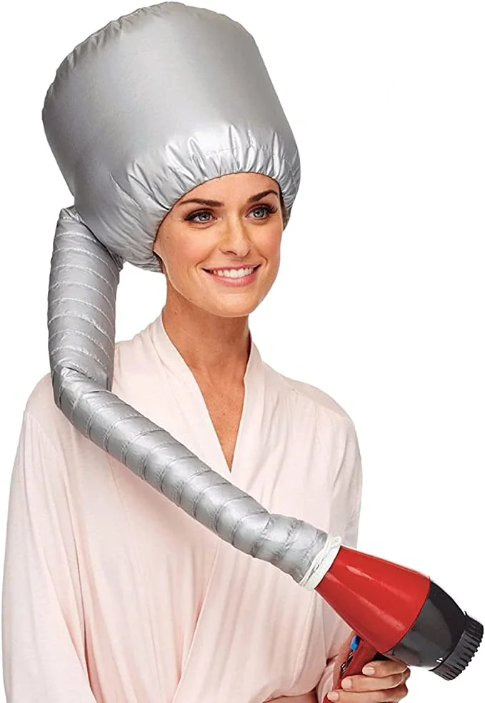 Portable Soft Bonnet Hood Hair Blow Dryer Attachment - Adjustable Hooded Drye