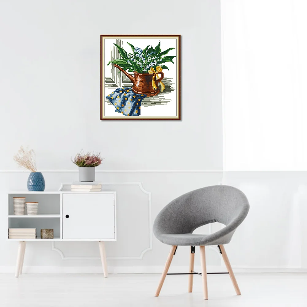 DIY Stamped Cross Stitch 14CT Embroidery 33*31cm - Green Plants