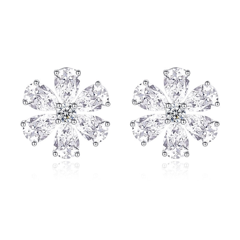 925 Sterling Silver Inlay Flower Earrings Necklace