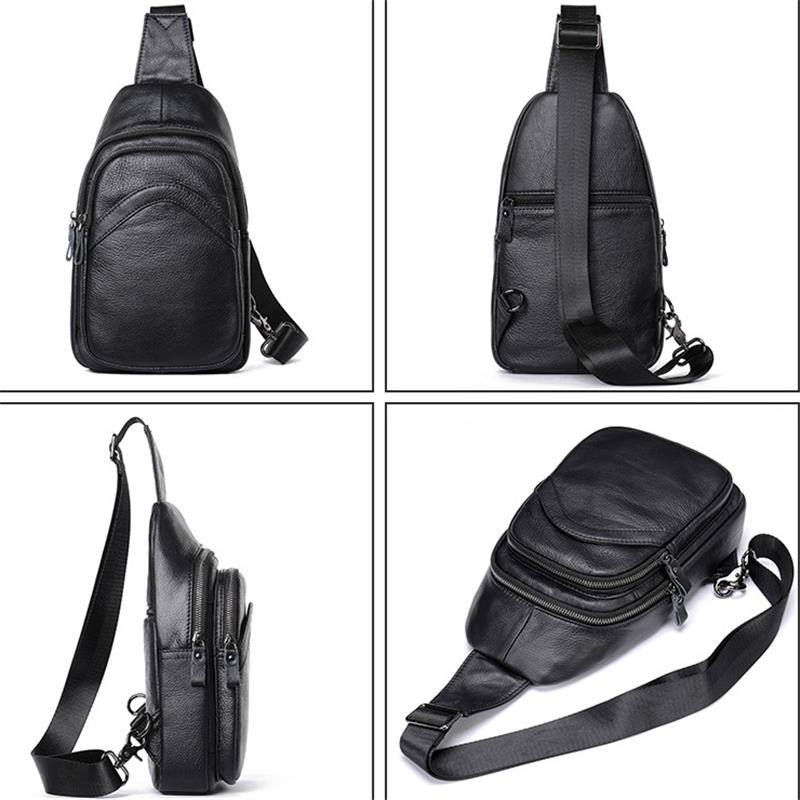 Simple Style Genuine Leather Chest Bag Sports Leisure Shoulder Bag Crossbody Bag