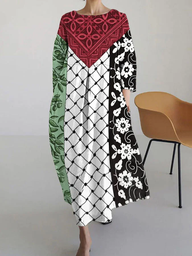 I Hope Peace Forever  Printed Cotton Linen Dress