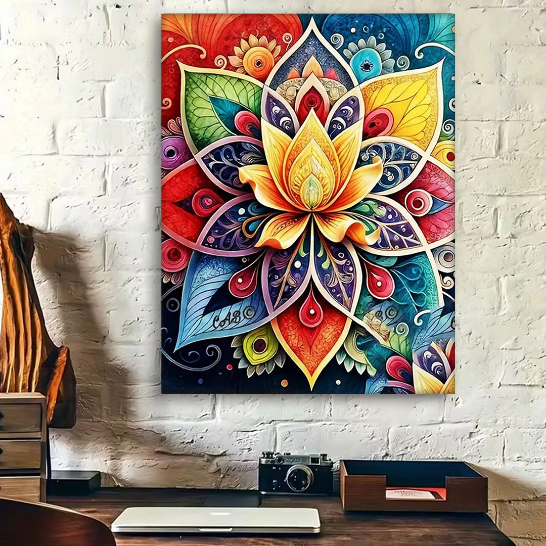 DIY Mandalas Paint by Numbers Kits Drawing Paintwork on Canvas 15.75x19.69inch Without Frame Canvas Oil Painting Number Painting for Beginners Adults Gift Home Wall Decor