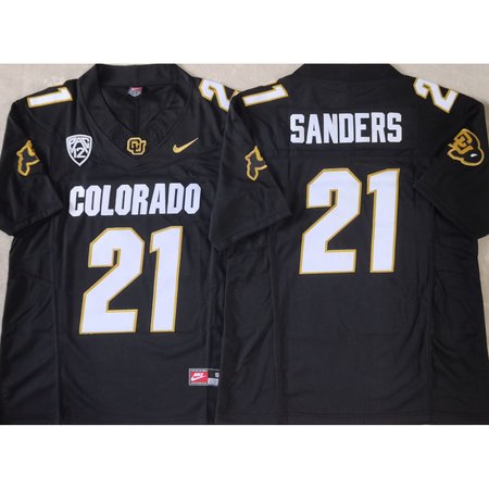 Men's Colorado Buffaloes Black #21 Sanders Stitched Jersey ZVCJ