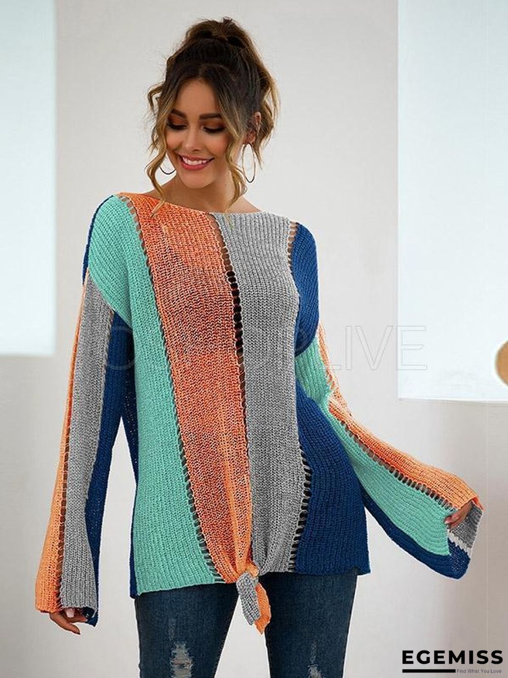 Color-block Loose Bandge Sweater | EGEMISS