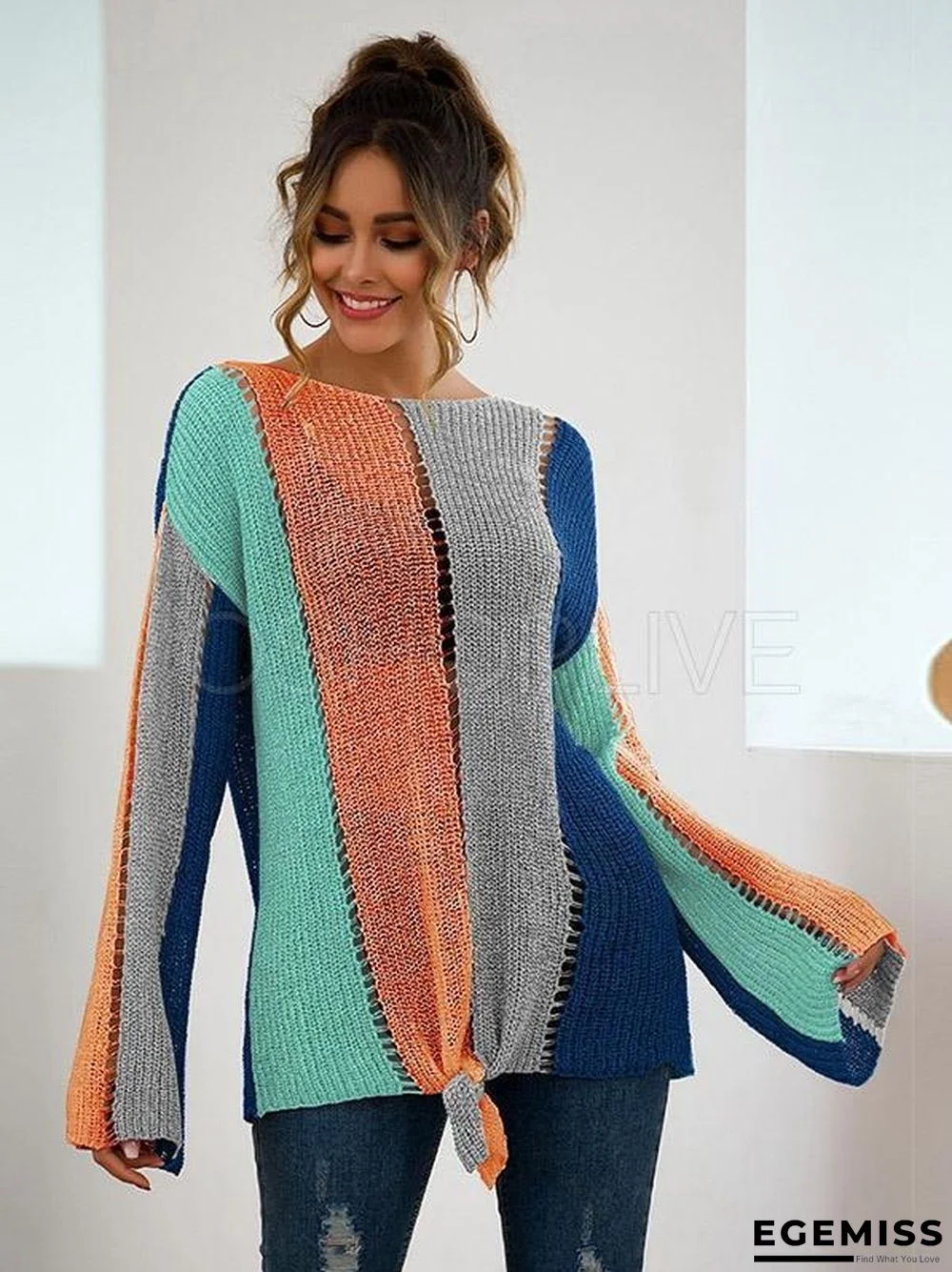 Color-block Loose Bandge Sweater | EGEMISS
